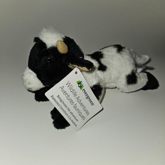 Wildlife Adventures Cow Bean Bag Plush 8" Long Stuffed Animal Toy Evergreen wTAG - Picture 1 of 11